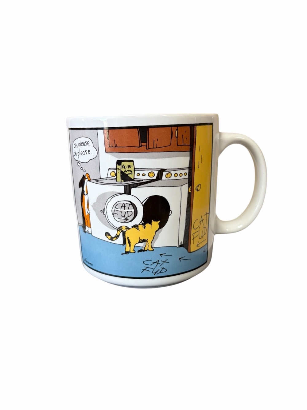 Vintage Far Side Cat & Dog Comic Mug